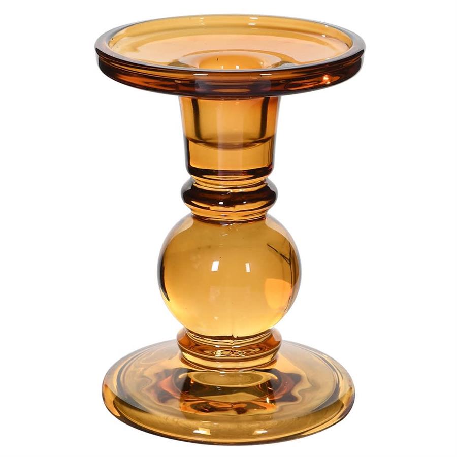 Tall Amber Glass Candleholder