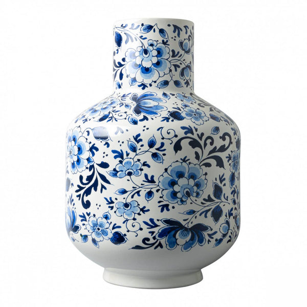 Tall Ball Vase Allover Flower White