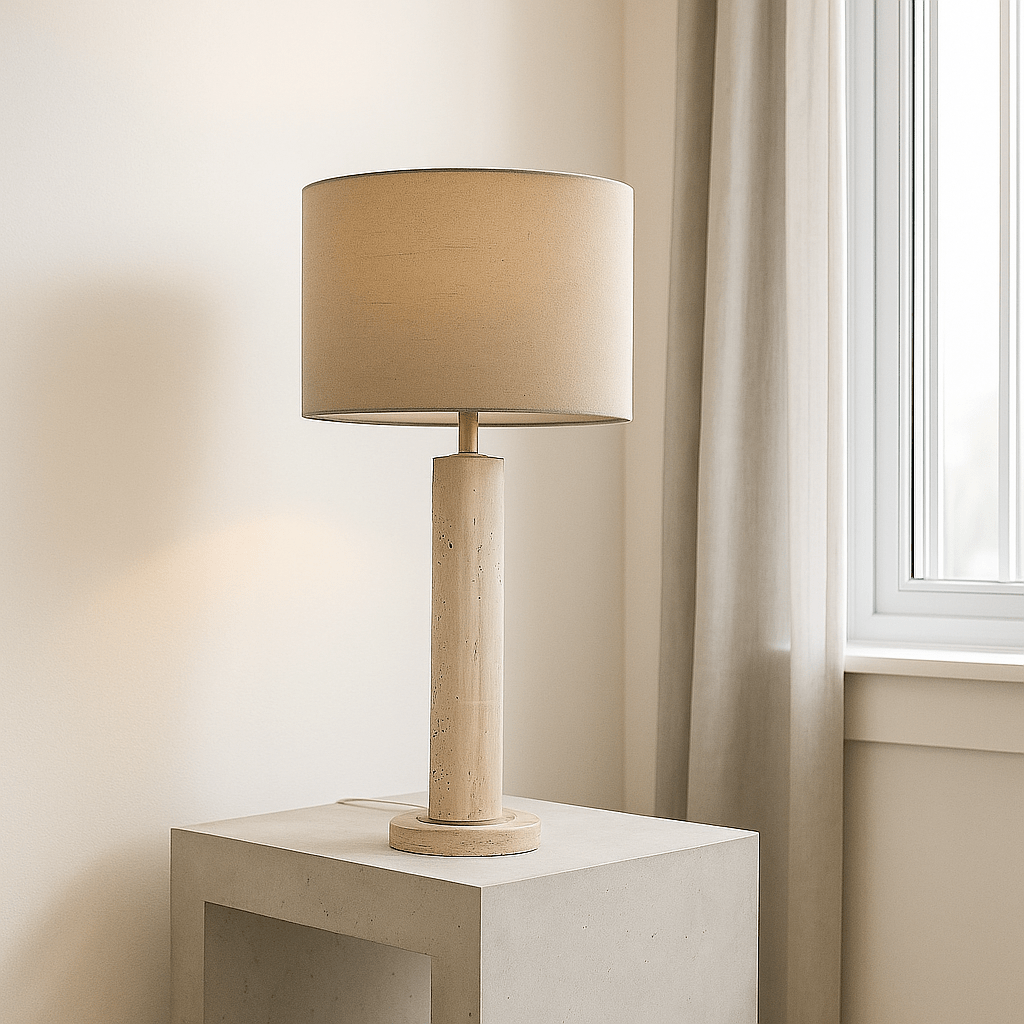 Tall Travertine Base Table Lamp - LUXONAS