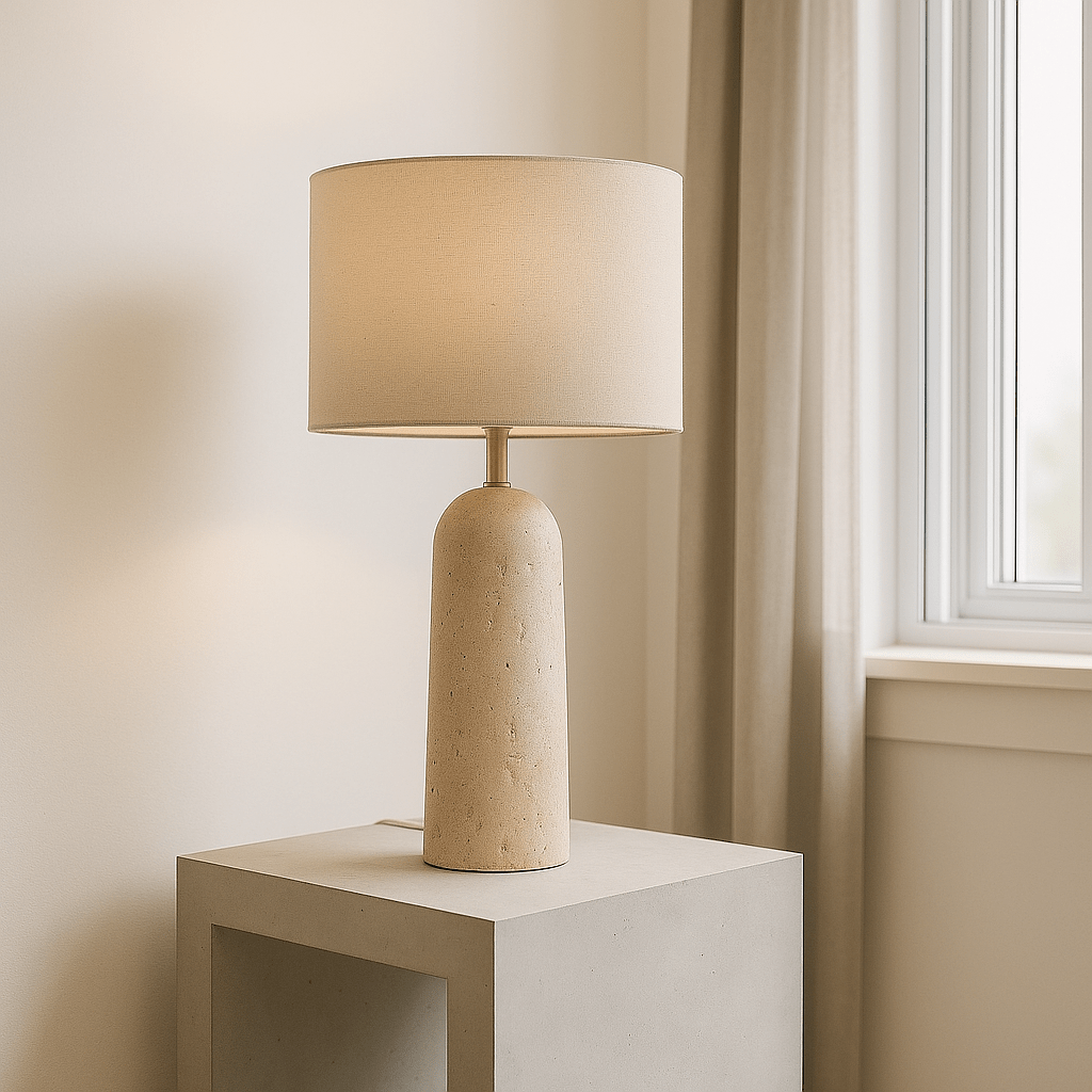 Travertine Base Table Lamp - LUXONAS