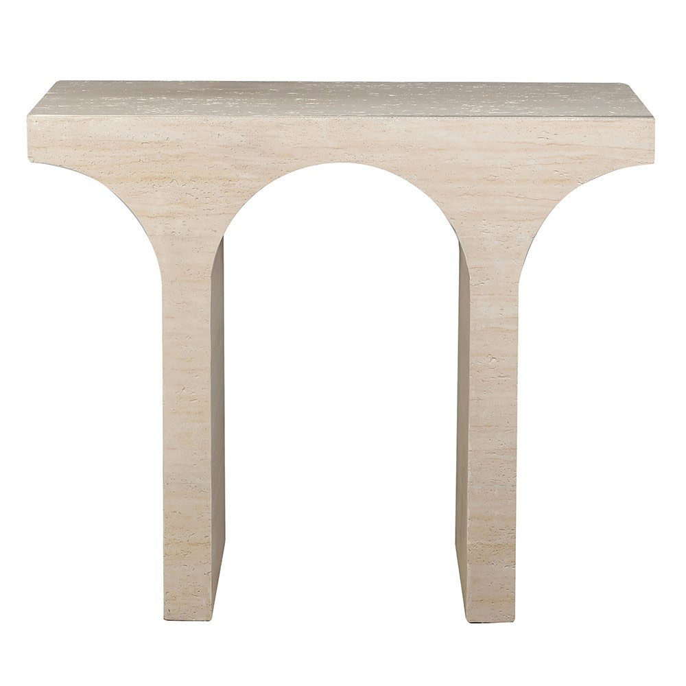 Travertine Effect Arch Console Table - LUXONAS
