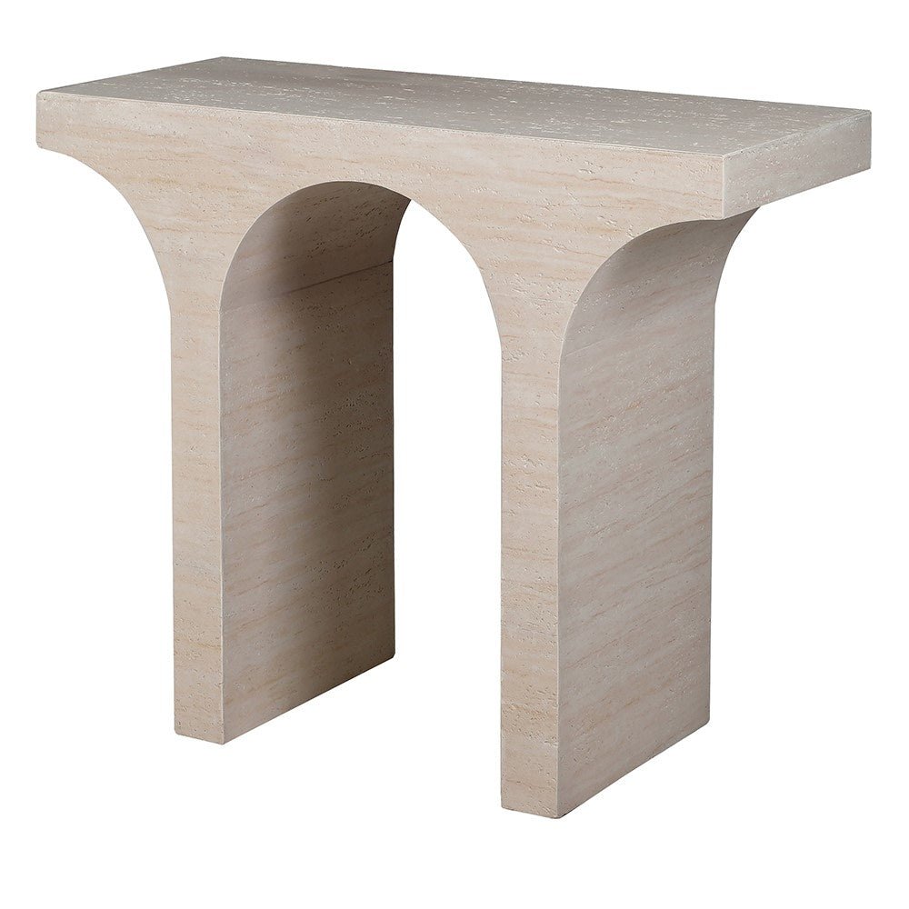 Travertine Effect Arch Console Table