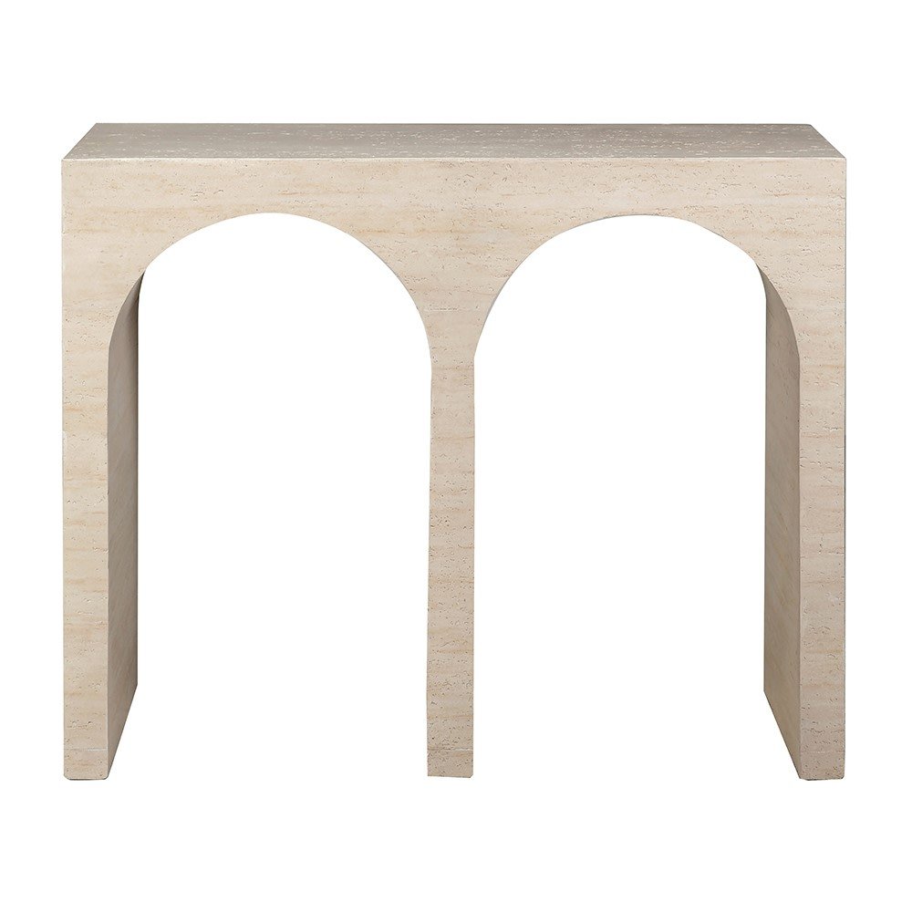 Travertine Effect Double Arch Console Table - LUXONAS