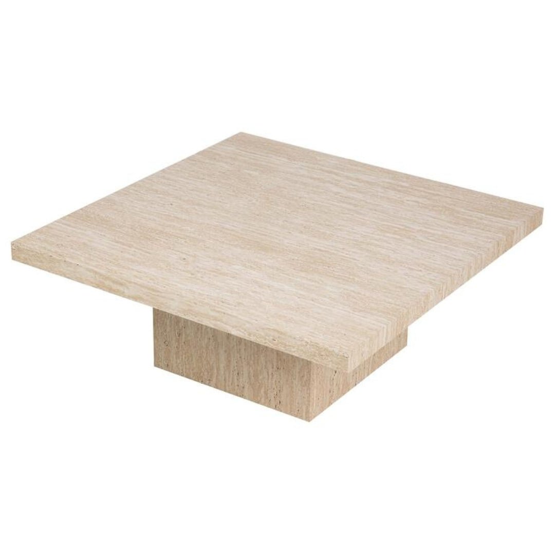 Travertine Effect Low Square Coffee Table - LUXONAS