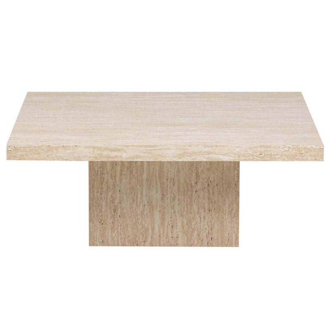 Travertine Effect Low Square Coffee Table - LUXONAS