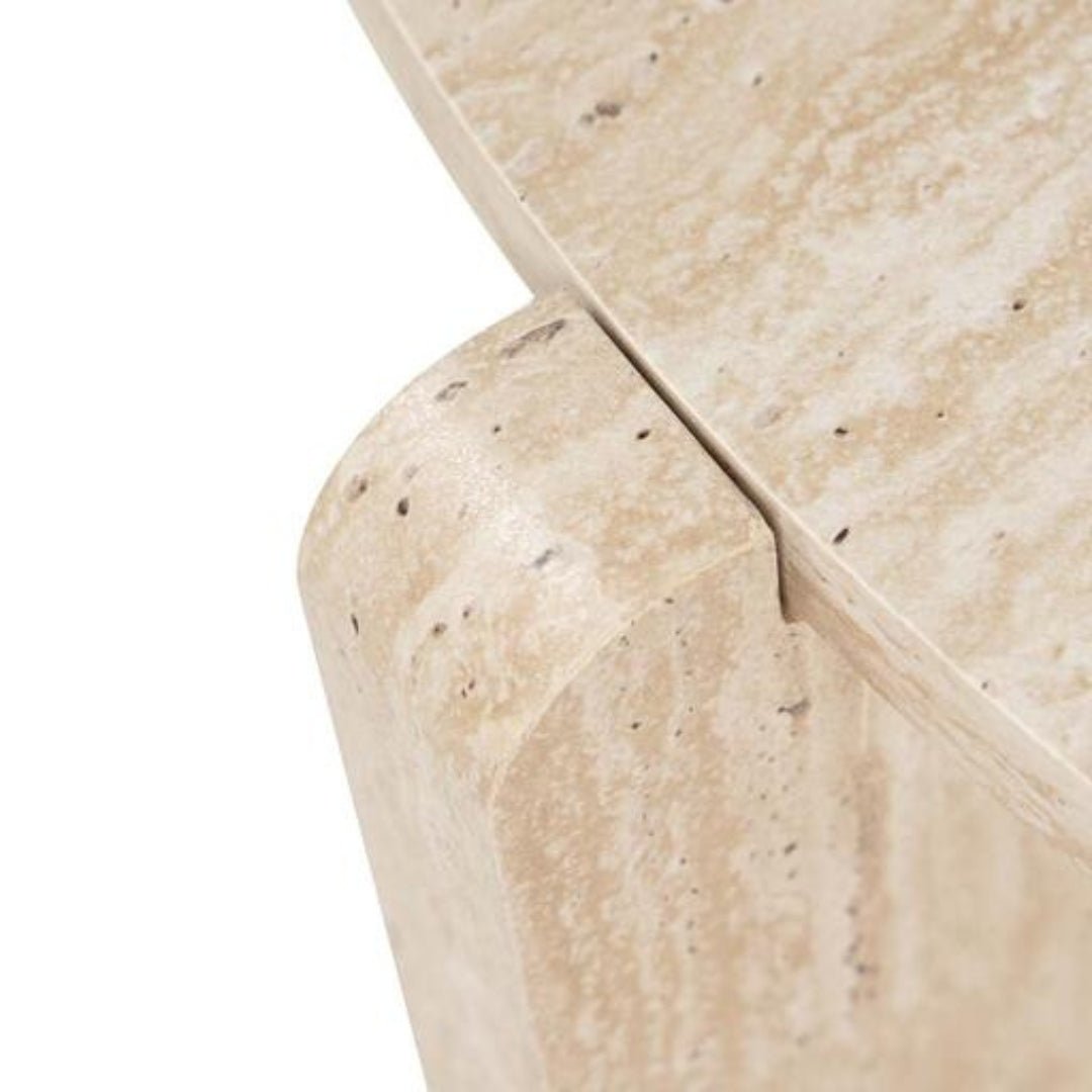 Travertine Effect Round Coffee Table - LUXONAS