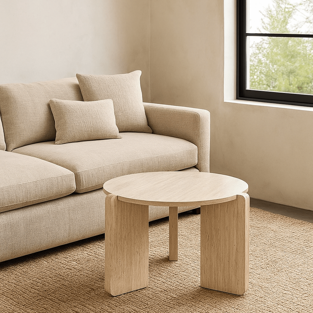 Travertine Effect Round Coffee Table - LUXONAS