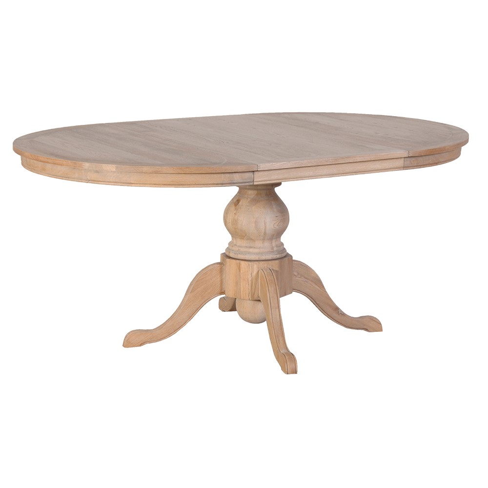 Weathered Oak Round Extending Dining Table - LUXONAS