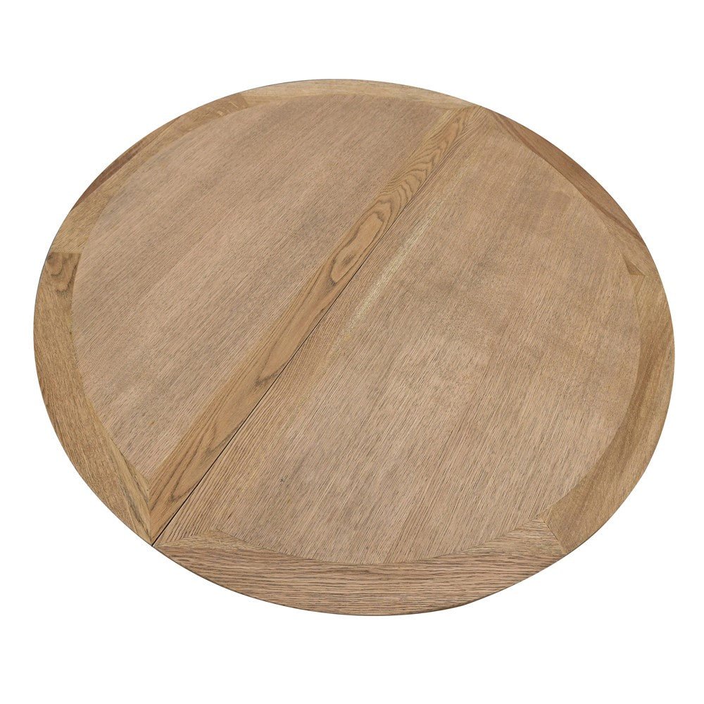 Weathered Oak Round Extending Dining Table - LUXONAS