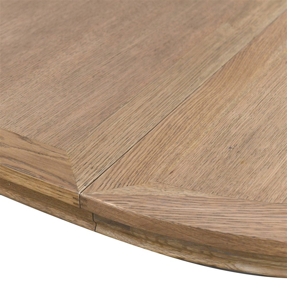 Weathered Oak Round Extending Dining Table - LUXONAS