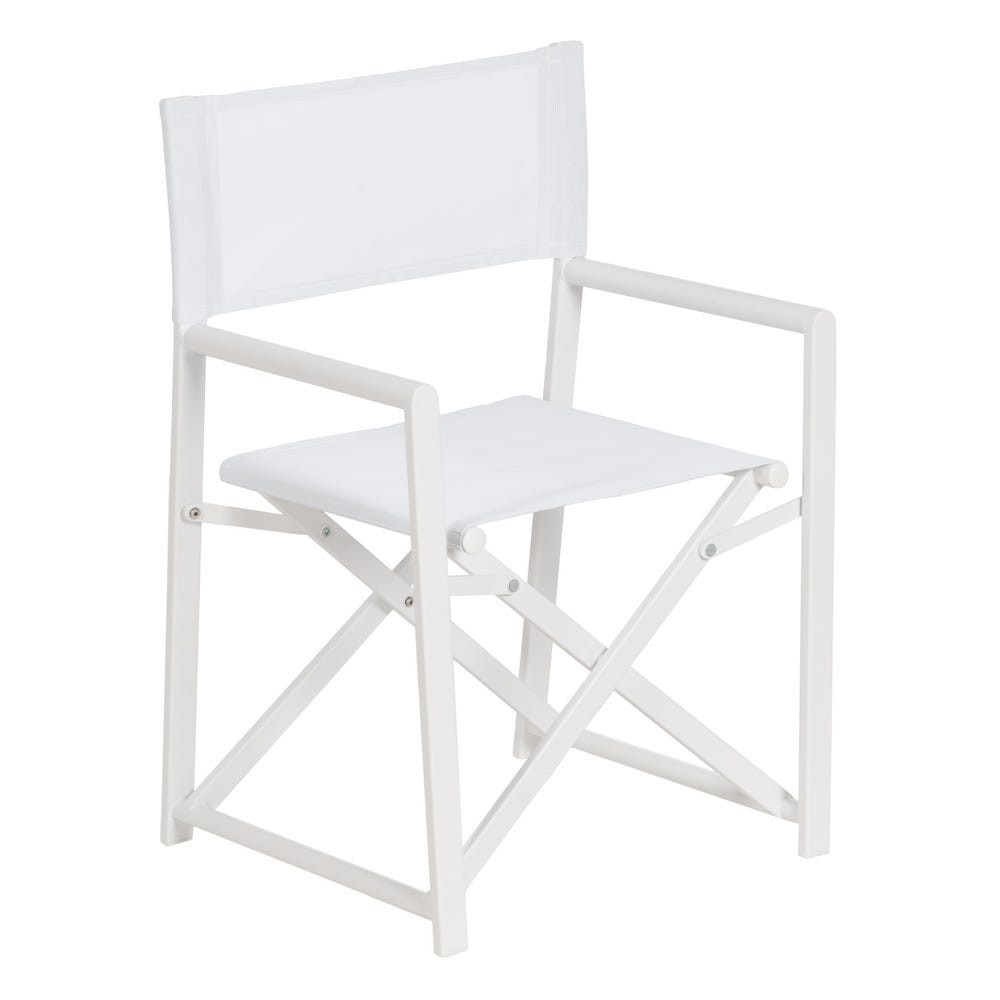 White Aluminum Director's Chair with Textilene Fabric, 56 x 53 x 84 cm