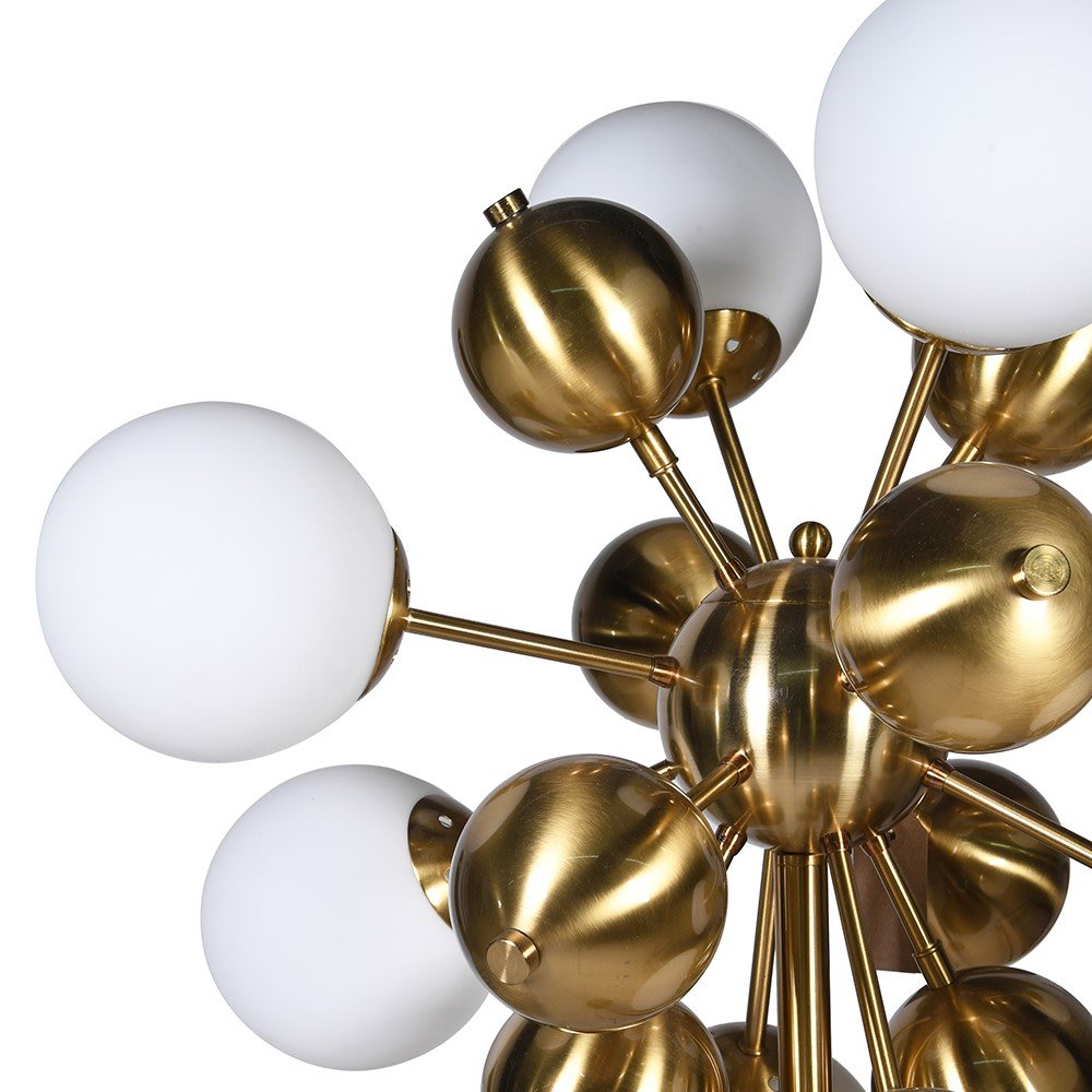 White Glass Ball & Gold Base Floor Lamp - LUXONAS