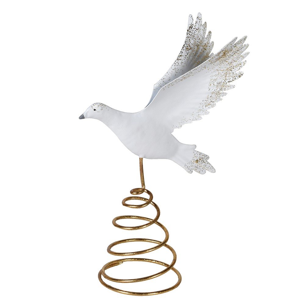 White & Gold Dove Tree Topper - LUXONAS