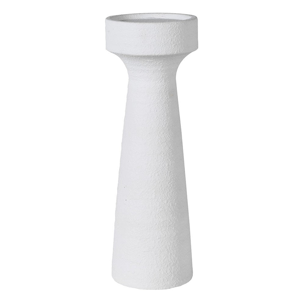 White Large Plaster Candleholder - LUXONAS