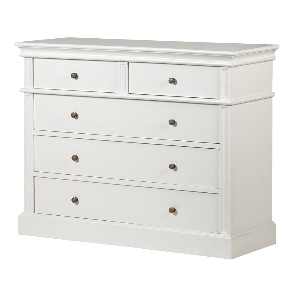 White Lysa 5 Drawer Chest