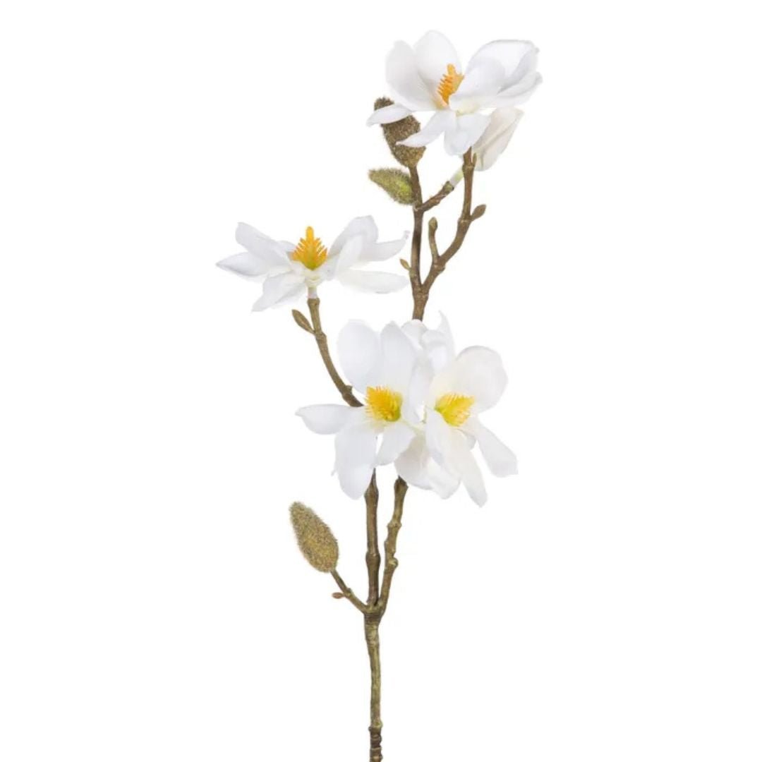Elegant White Magnolia Flower Stem - 40cm