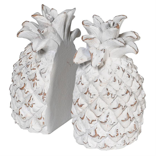 White Pineapple Resin Bookends