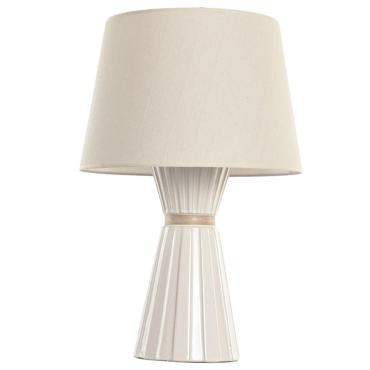 White Porcelain and Linen Table Lamp