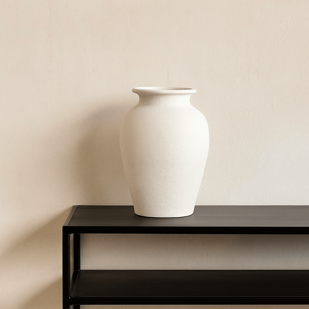White Textured Ceramic Vase 40cm - LUXONAS