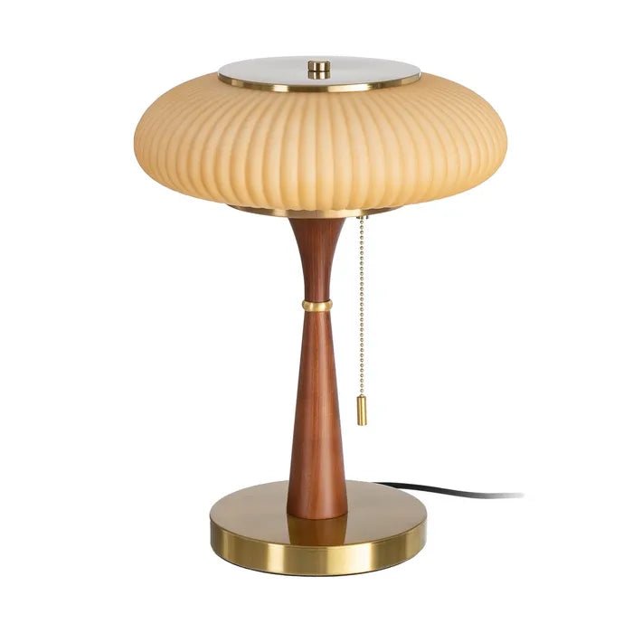 Wooden Base Table w/Flat Shade
