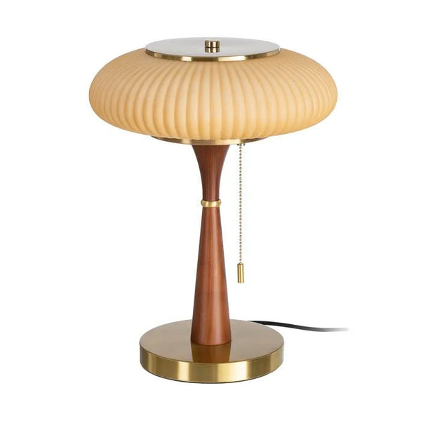 Wooden Base Table w/Flat Shade