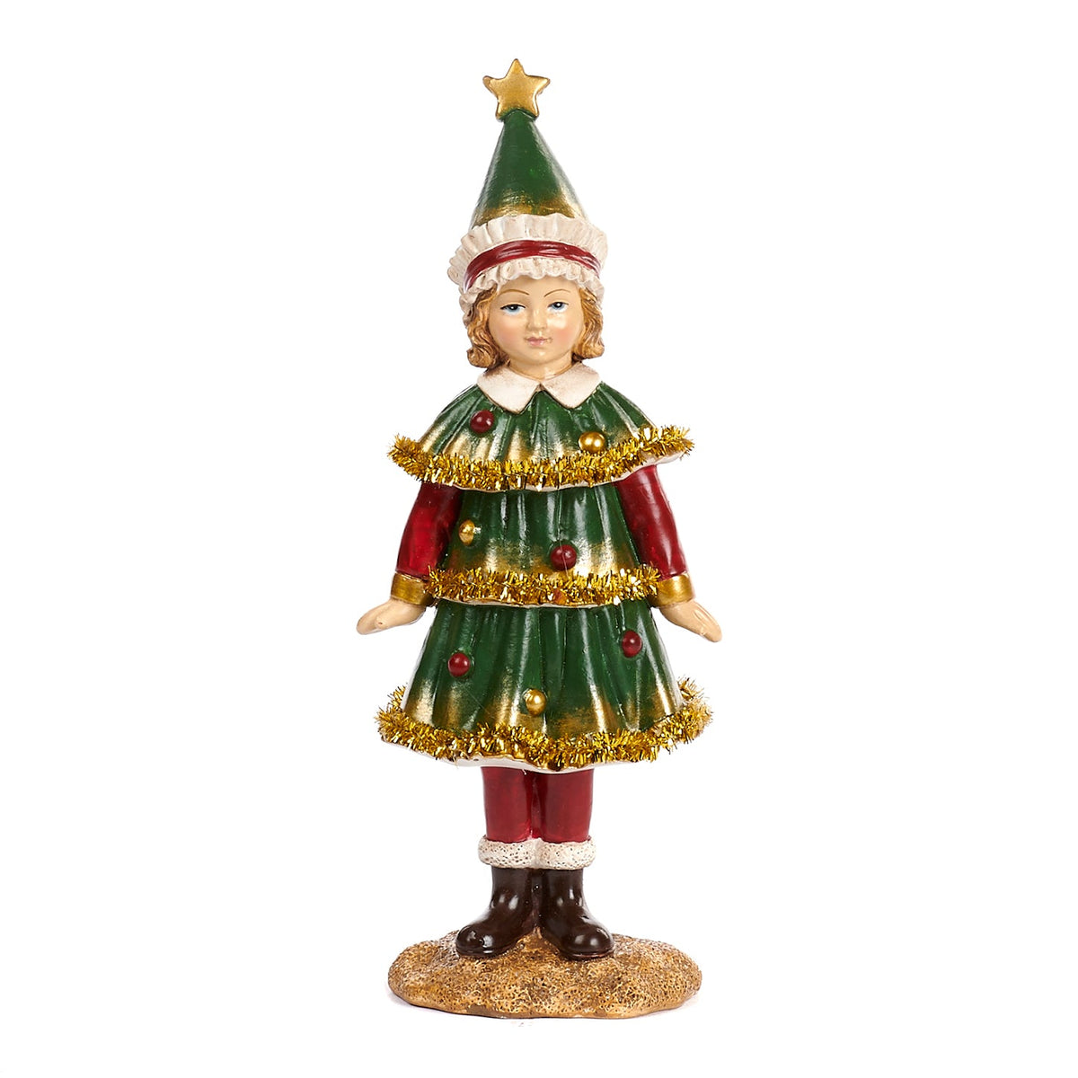 Xmas Green Tree Girl Figurine