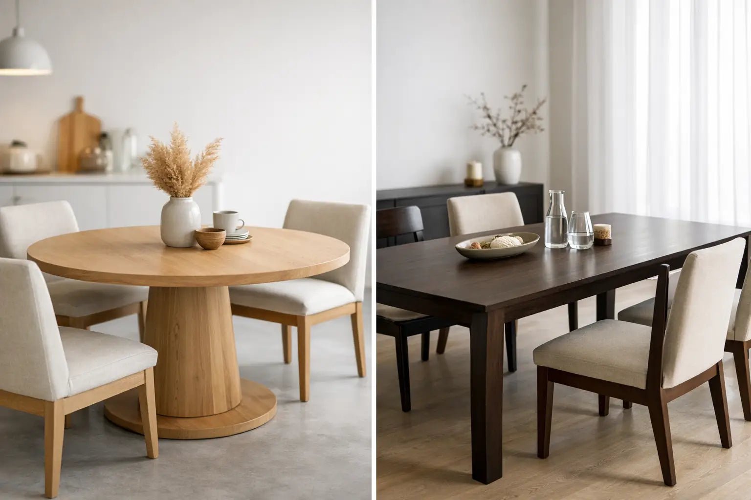 Round vs Rectangular Dining Table - LUXONAS HOME