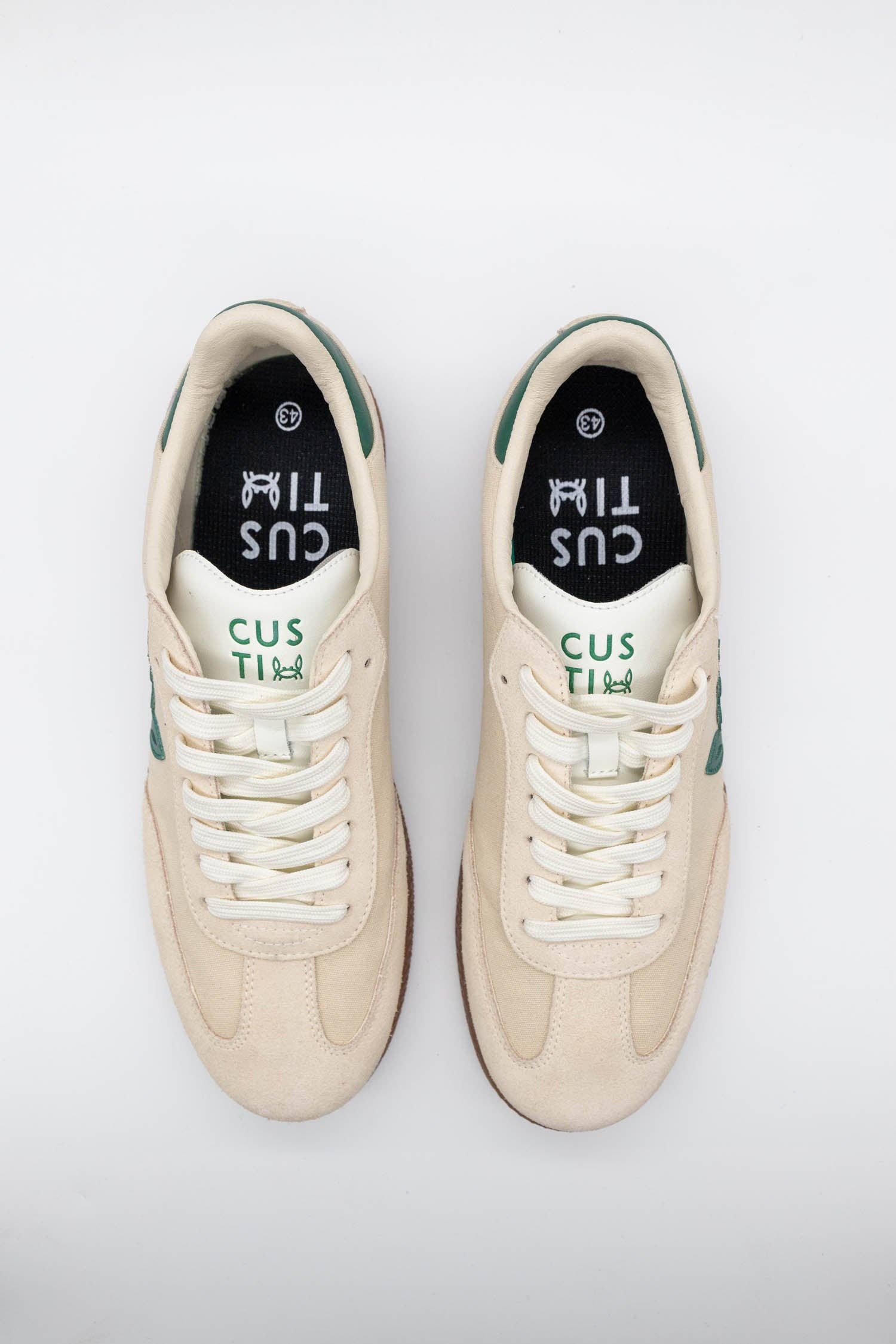 Light Beige Suede Casual Sneakers by Custi Mikelo with Interchangeable Laces