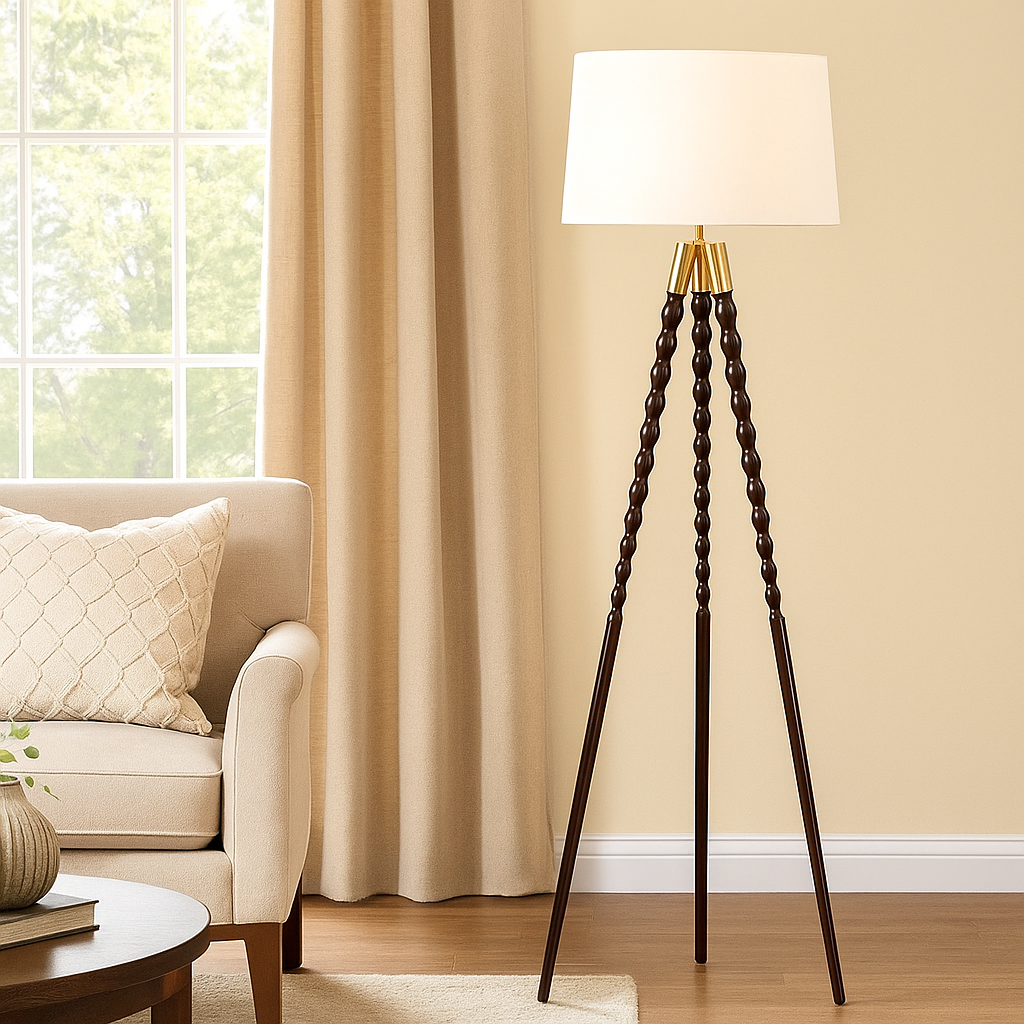 Wooden Swindle Floor Lamp