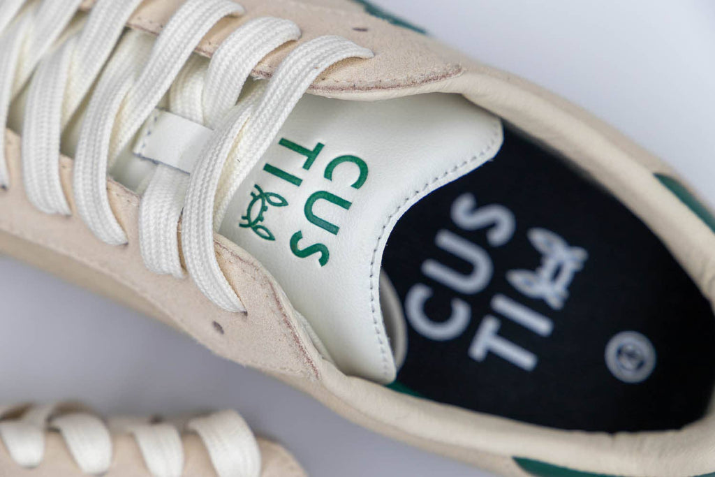 Light Beige Suede Casual Sneakers by Custi Mikelo with Interchangeable Laces