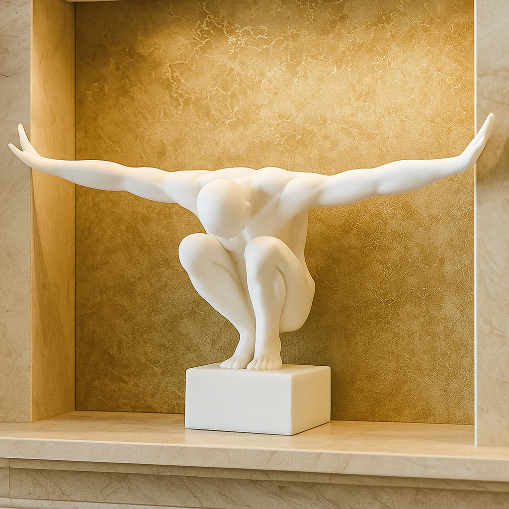 White Man Figurine on Stand - Modern Sculpture