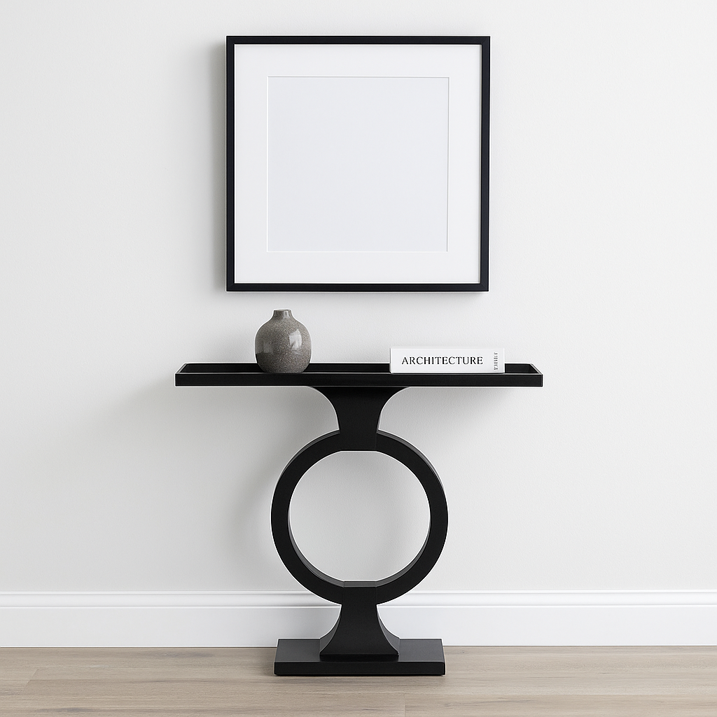 Black Metal O Ring Console Table