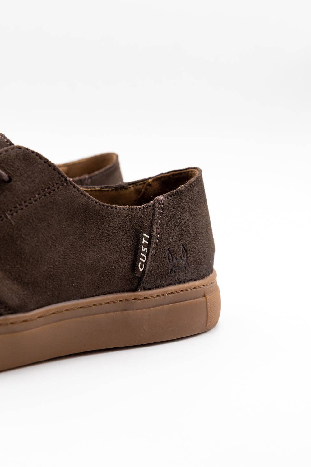 Brown Suede Formal Shoe with Logo Applique and Rubber Sole