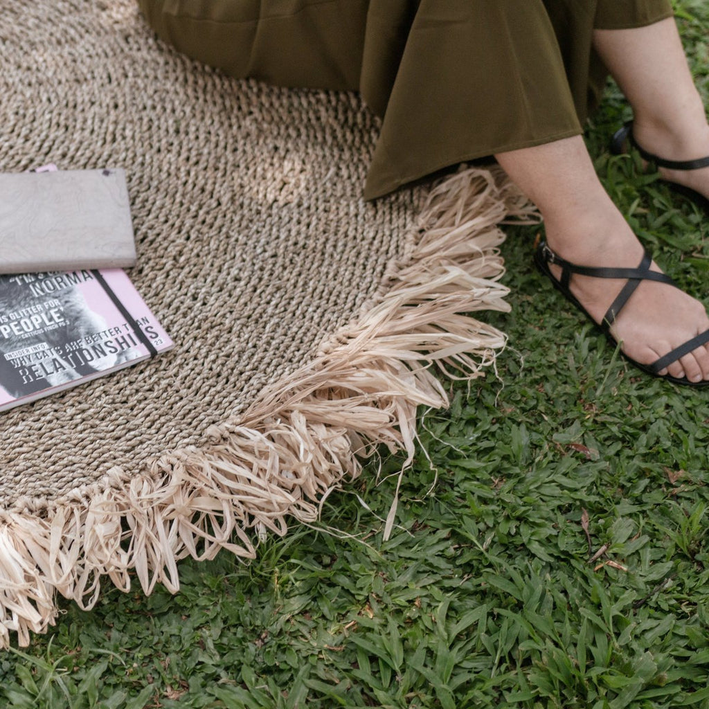 100/120 cm Round Seagrass Rug | Rug with Tassels DASA (2 sizes) - LUXONAS HOME