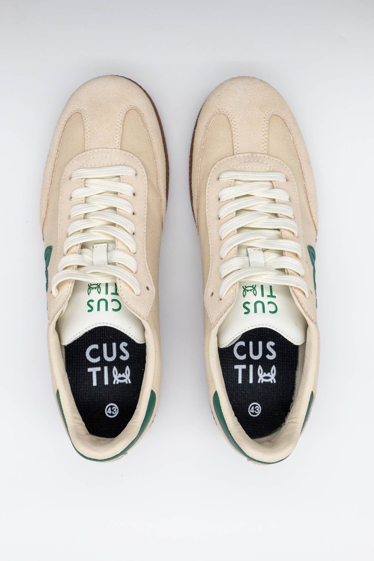 Light Beige Suede Casual Sneakers by Custi Mikelo with Interchangeable Laces