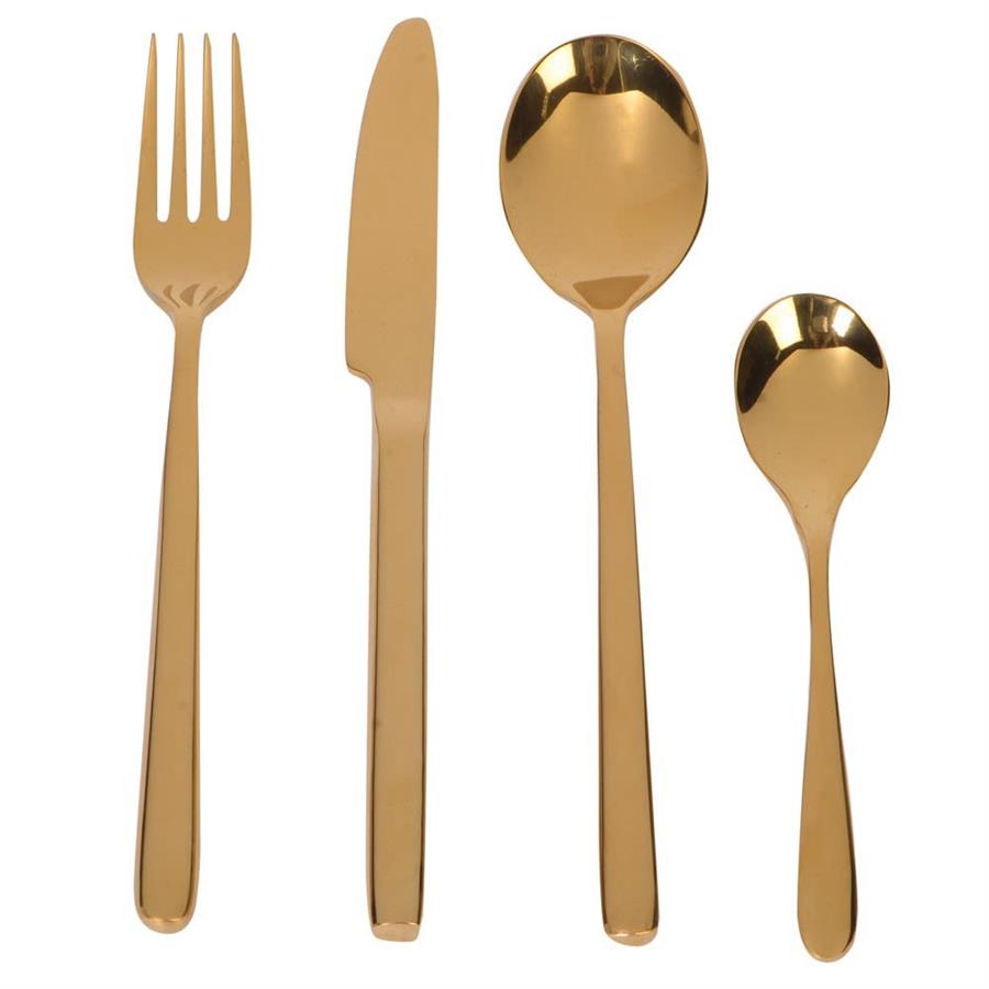 16-Piece Elegant Gold Cutlery Set in Black Box