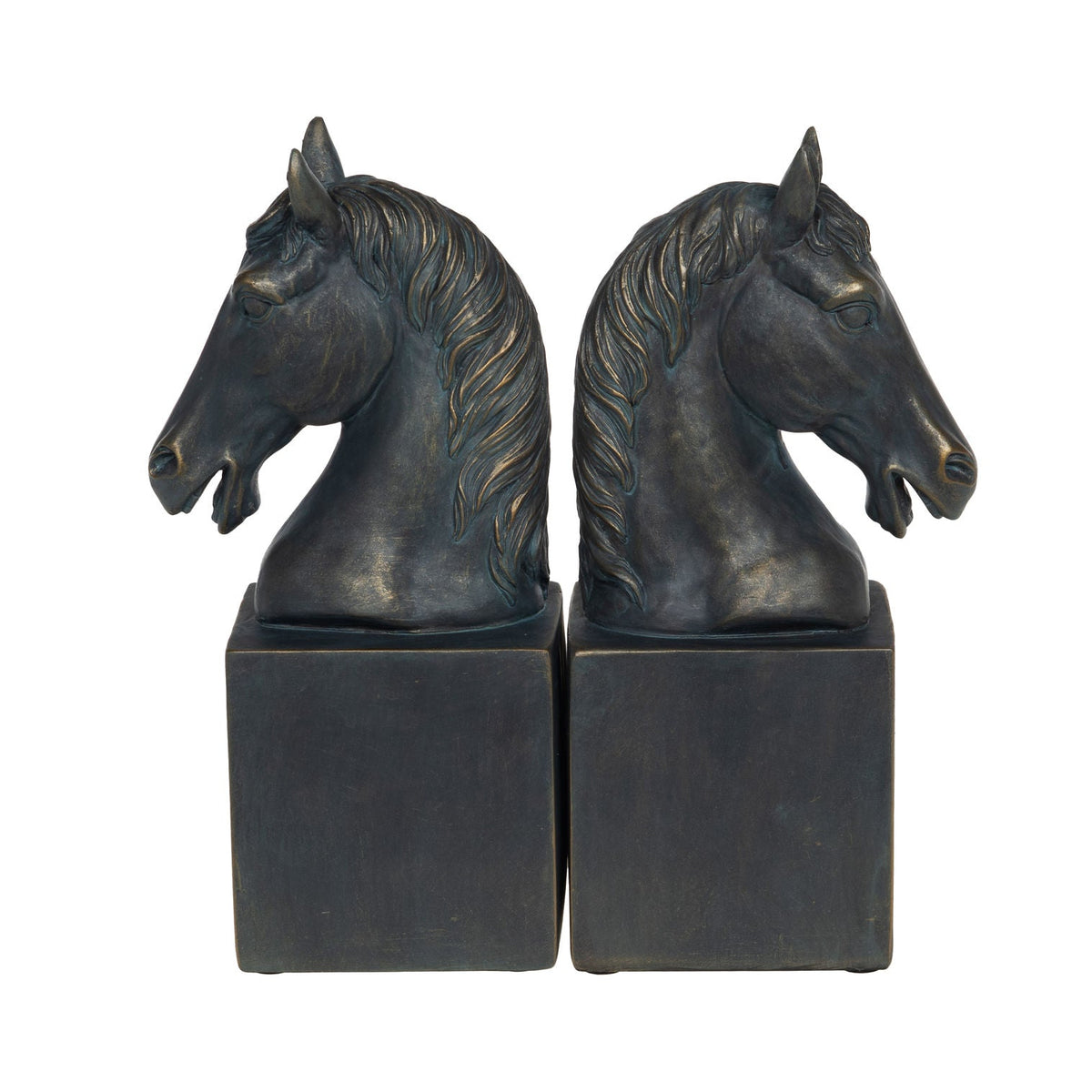 Horse Bookends in Patinated Grey