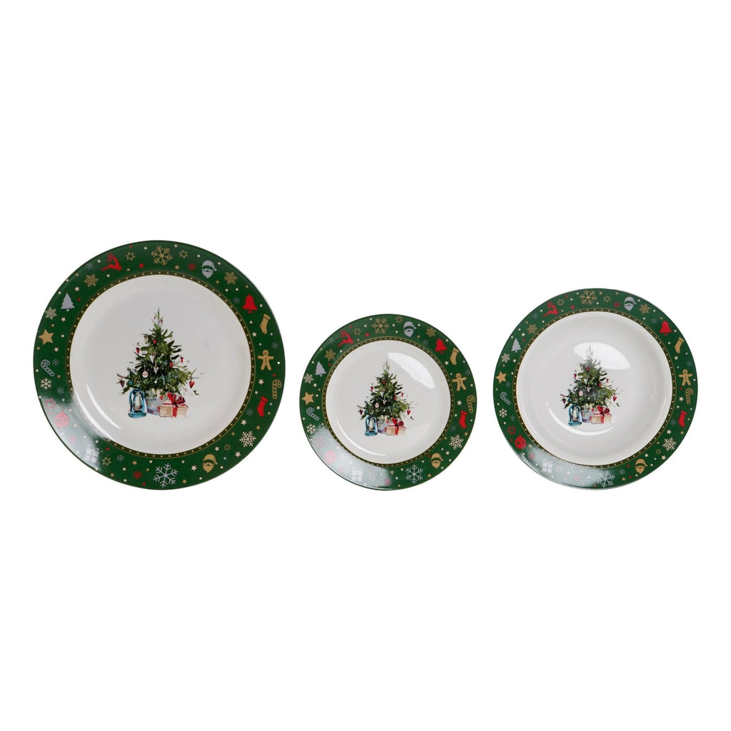 18 - Piece Christmas Dinner Set for Festive Dining - LUXONAS