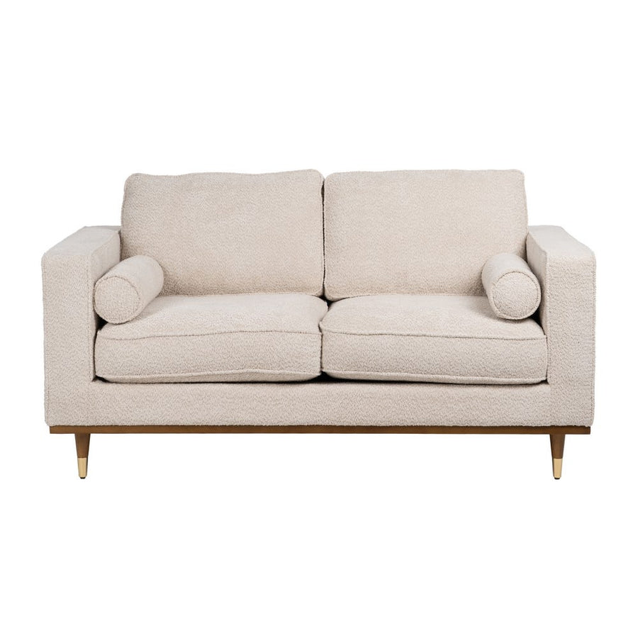 2 Seater Sofa Beige Weave Wood
