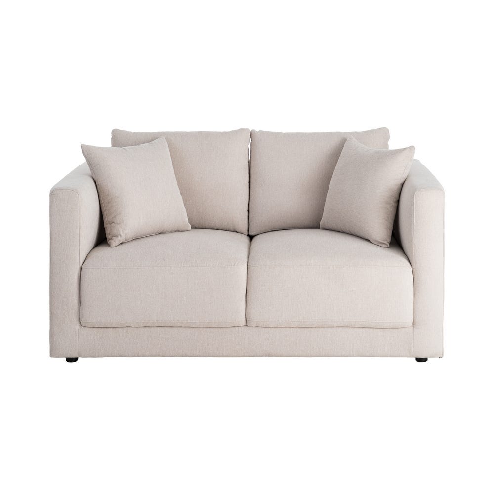 2-Seater Sofa with Elegant Cream Weave Fabric