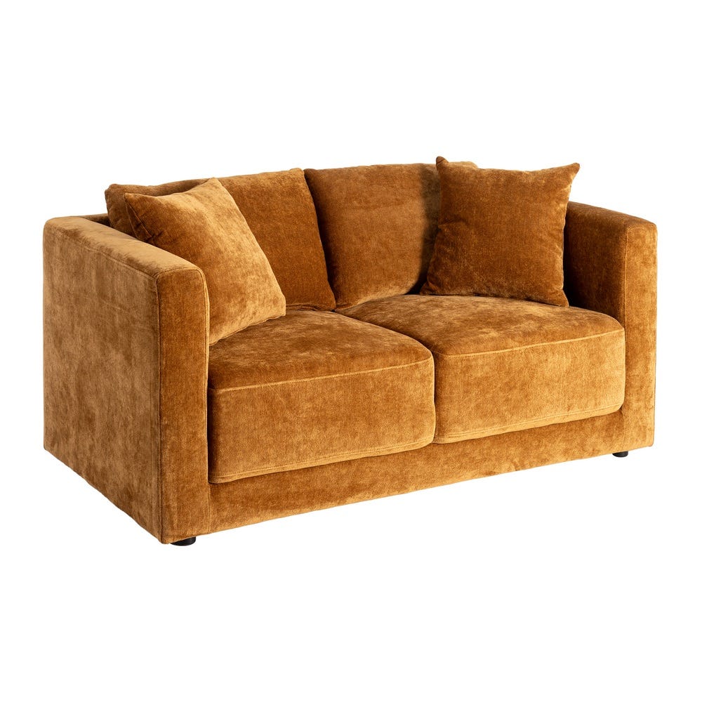 2-Seater Sofa in Ochre Woven Fabric