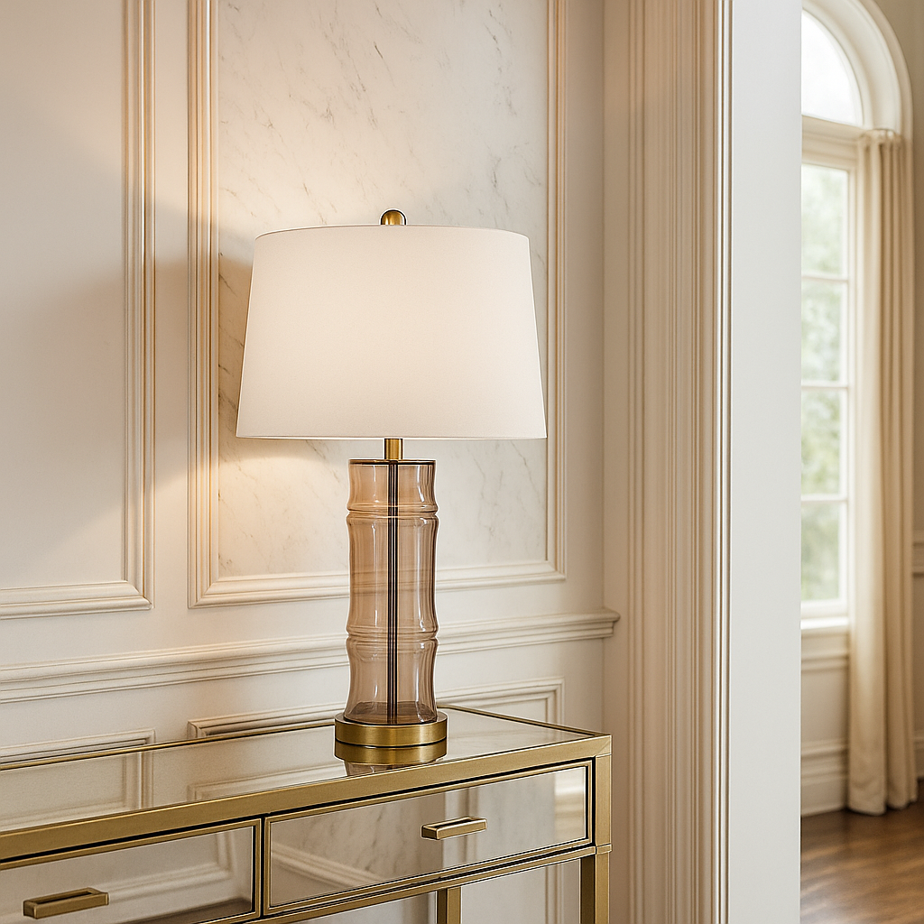 Glass Bamboo Table Lamp