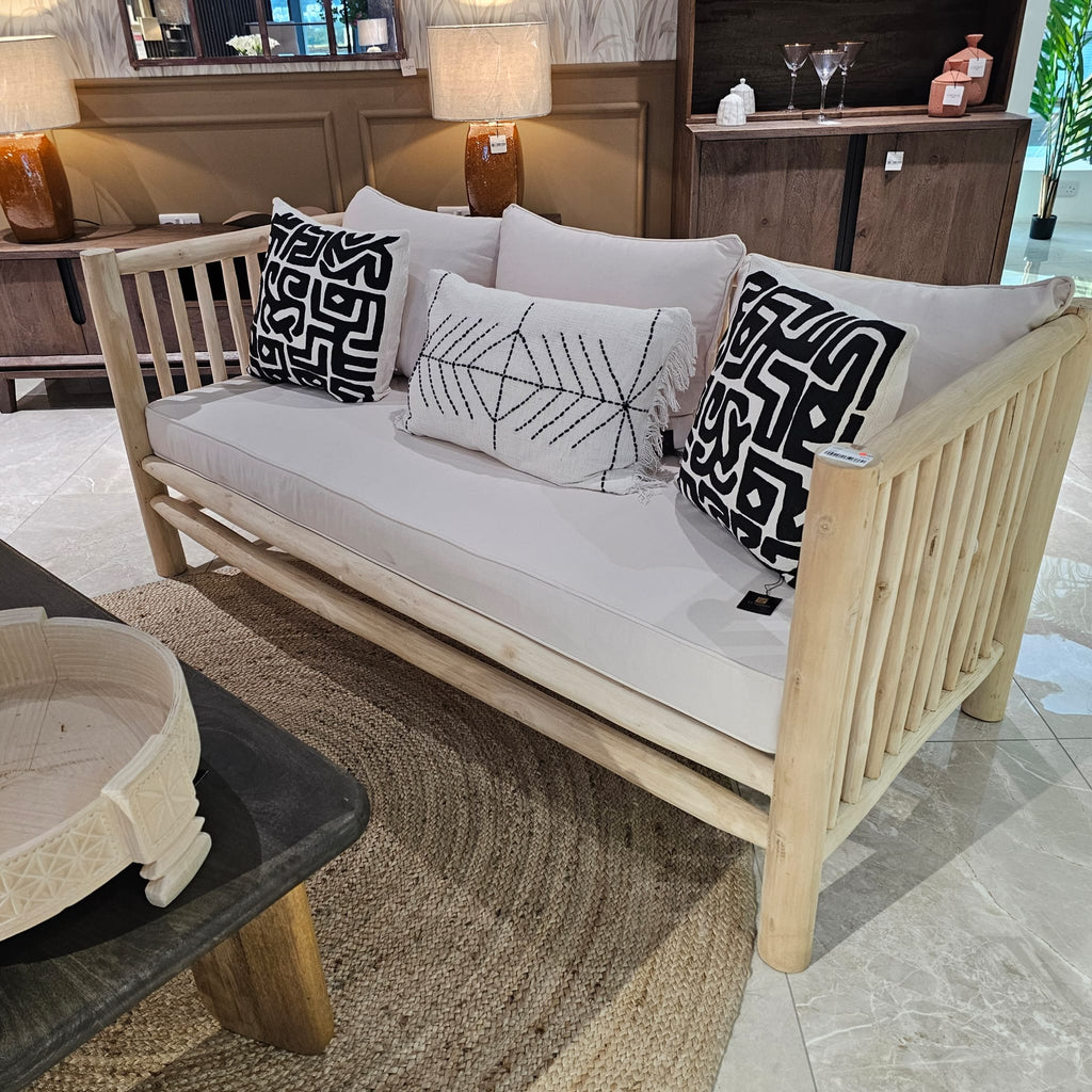 3 Seater Natural Teak Sofa - LUXONAS