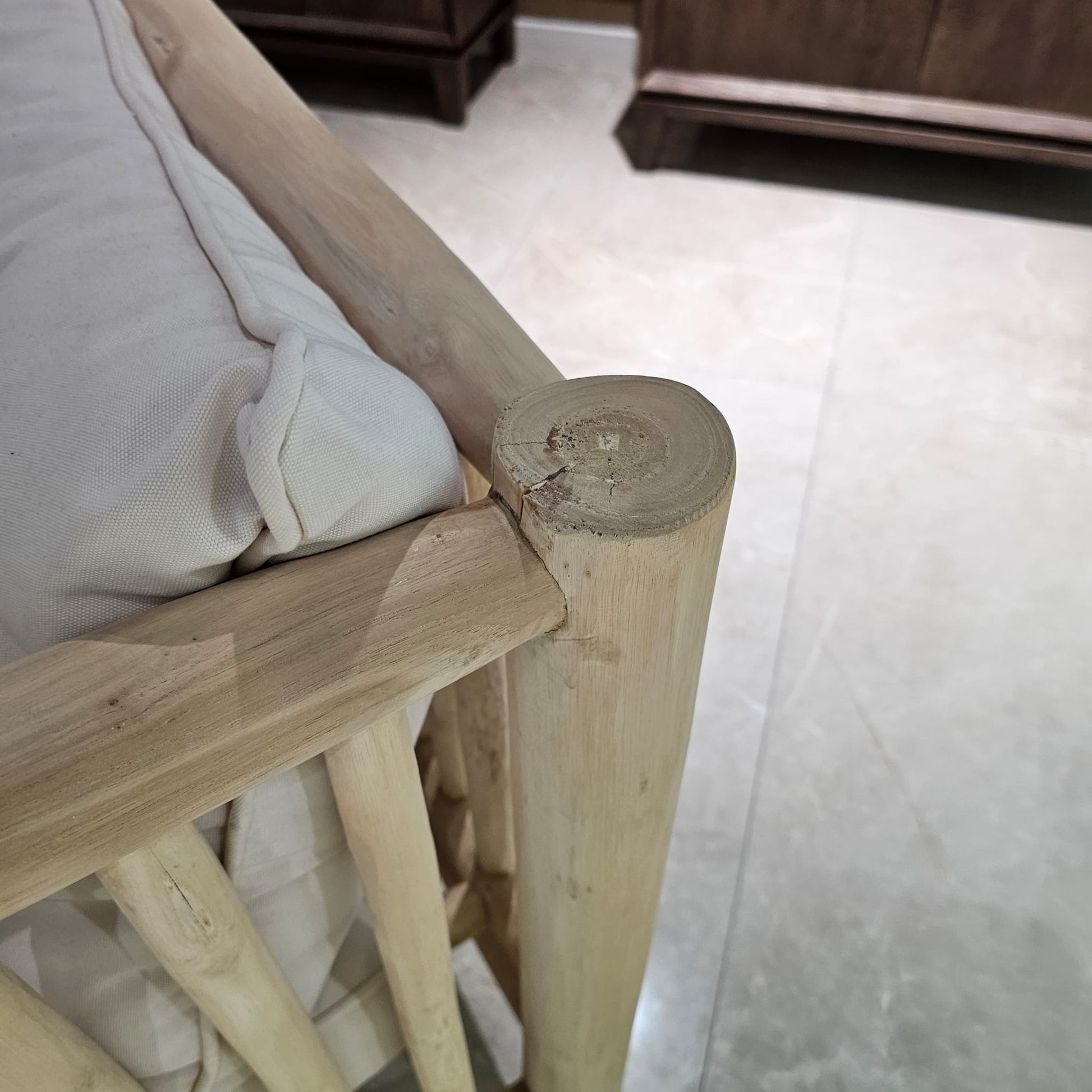 3 Seater Natural Teak Sofa - LUXONAS