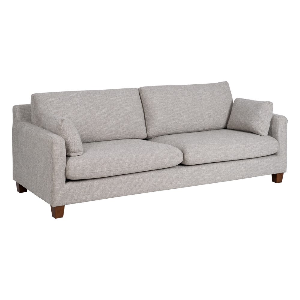 3 Seater Sofa Grey Weave Wood