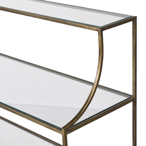 3 Tier Gold & Glass Shelving Unit - LUXONAS
