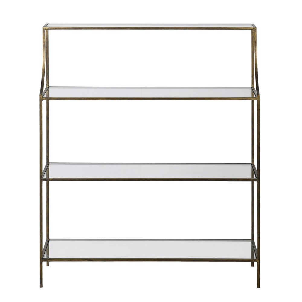 3 Tier Gold & Glass Shelving Unit - LUXONAS