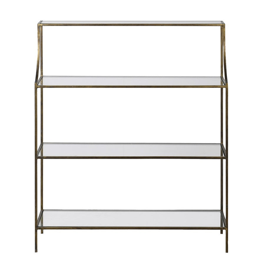 3 Tier Gold & Glass Shelving Unit