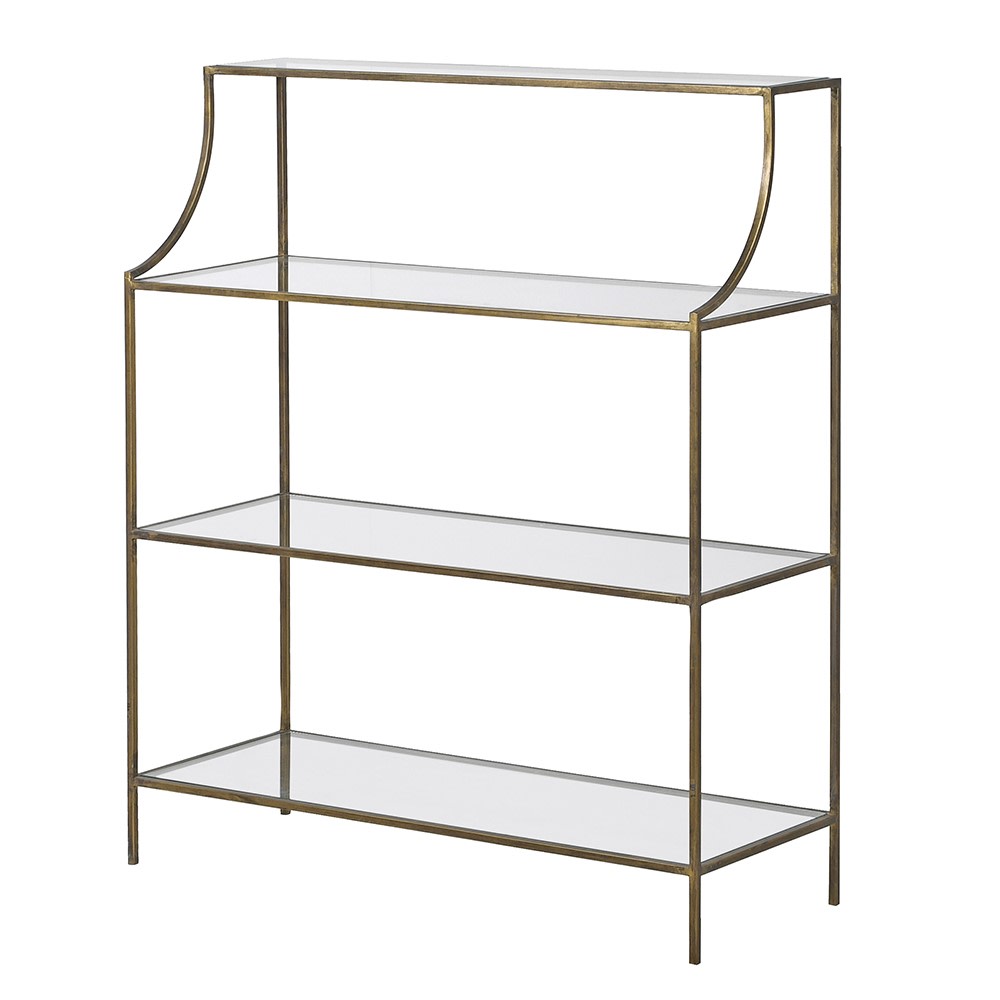 3 Tier Gold & Glass Shelving Unit