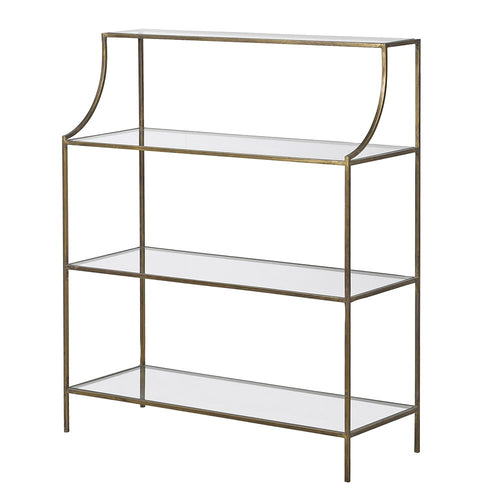 3 Tier Gold & Glass Shelving Unit